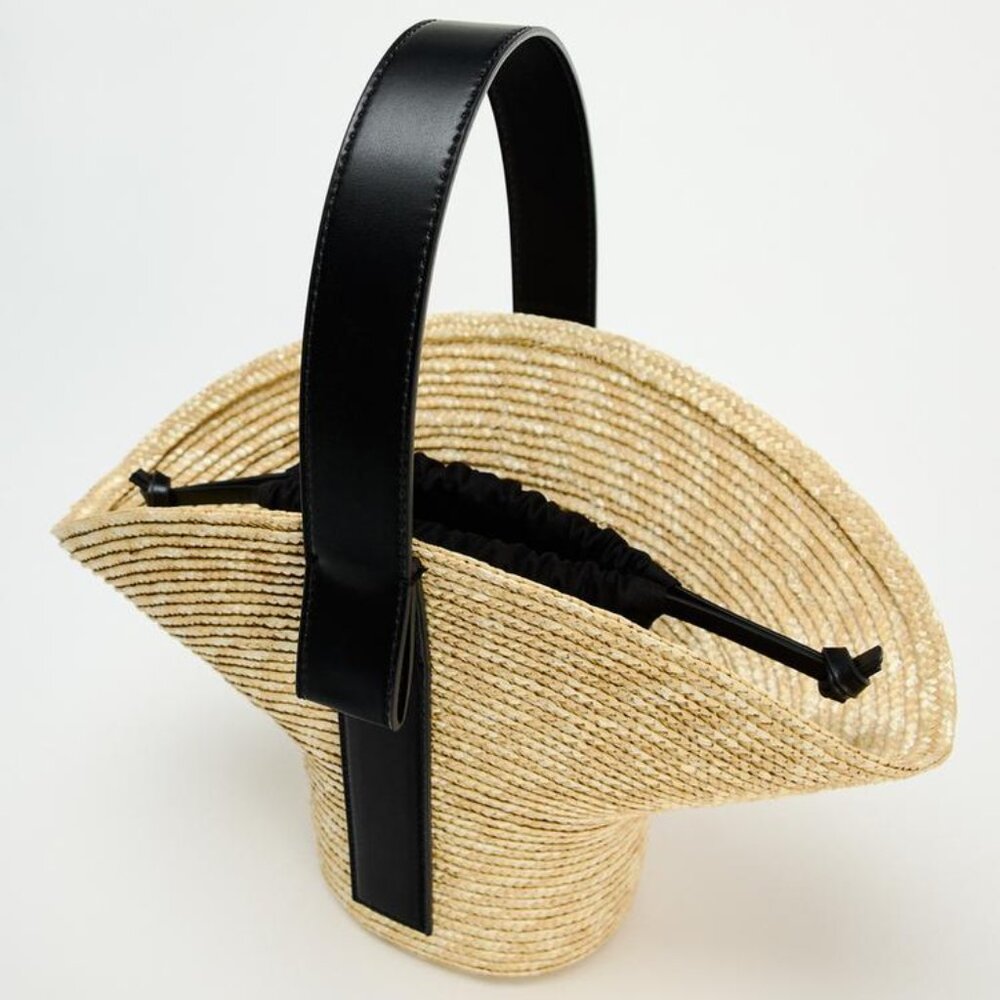🦋 BLOGGERS FAVORITE 🦋 NWT ZARA RAFFIA BASKET BAG - Picture 4 of 15